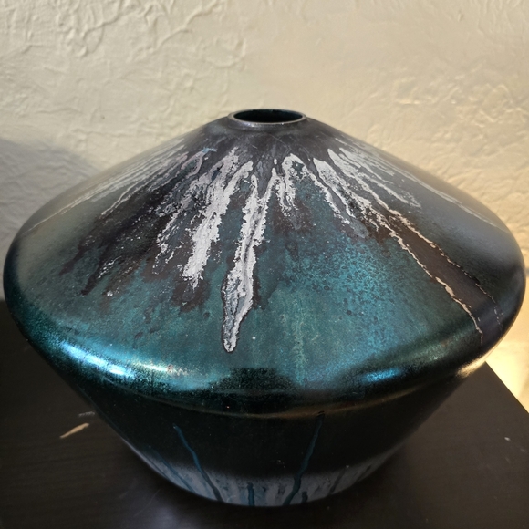 HANDCRAFTED Upcycled Glass Globe HANDPAINTED Tabletop Art Decor Green Silver - Picture 12 of 17